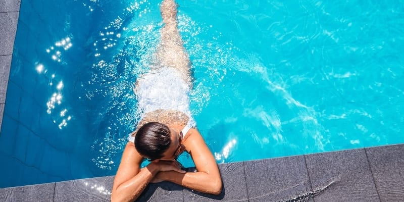 Relaxing in the pool at a luxury villa in the Caribbean